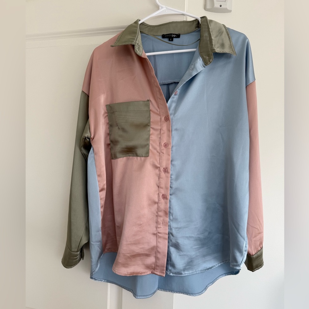 Papermoon Multicolor Color Block Satin Shirt